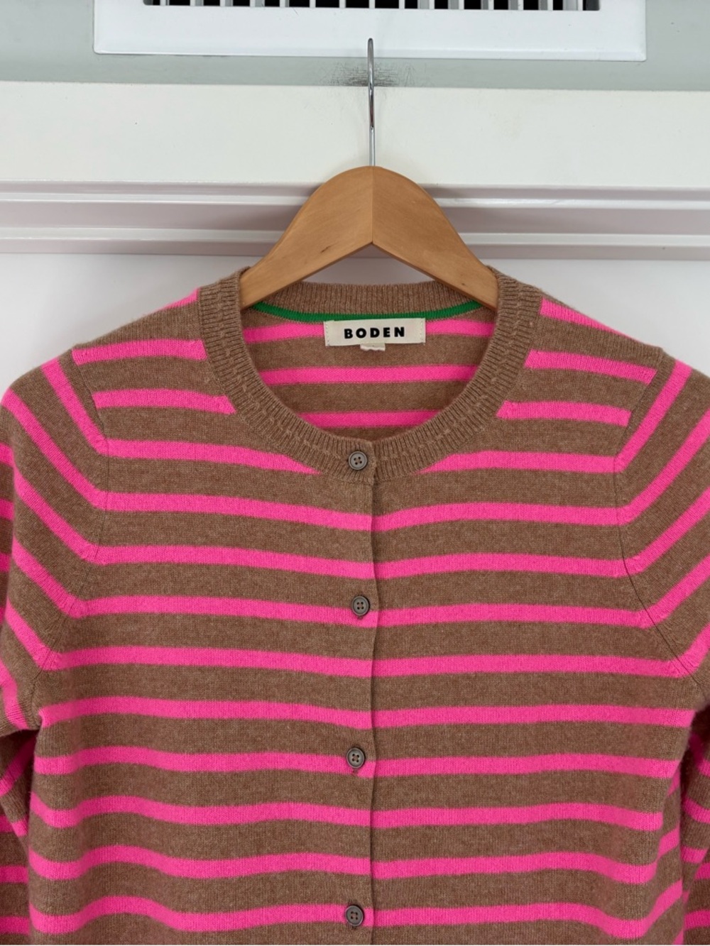 Boden 100% Cashmere Stripped Button Up Cardigan S Preppy - Picture 4 of 8